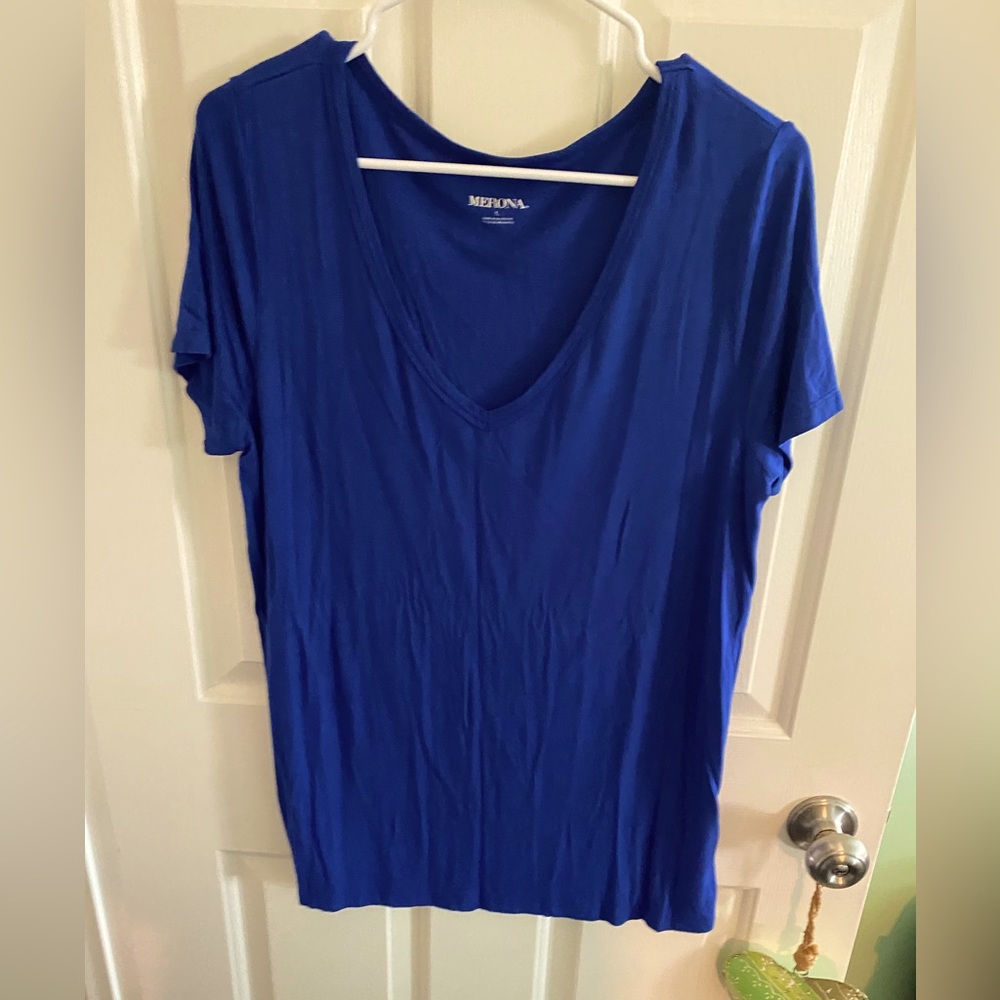 V neck royal blue shirt